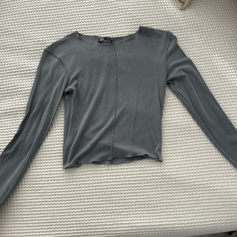 Gray Long Sleeve Top